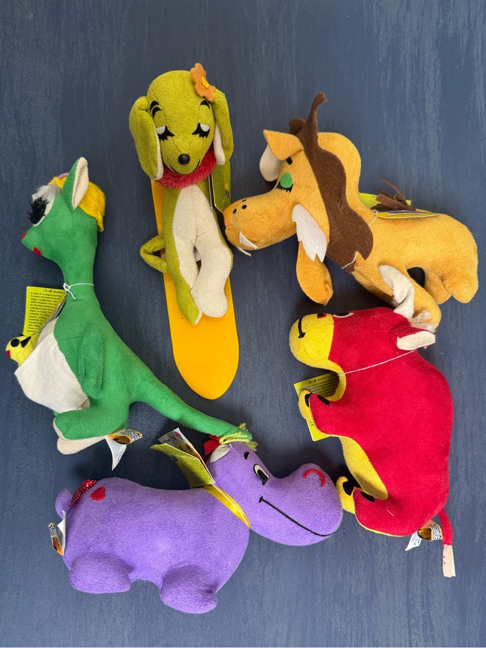 New With Tags 5 Vintage Dakin Dream Pets Pets - Red Bull Missing Eyebrows